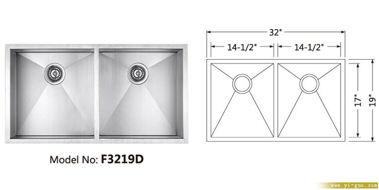 Korea handmade kitchen sink, Custom size stainless steel handmade sink, R5 corner and 160mm strainer