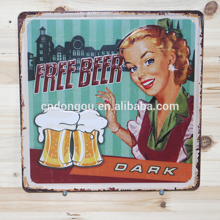 factory price economical custom aluminium embossed metal sign tin plate