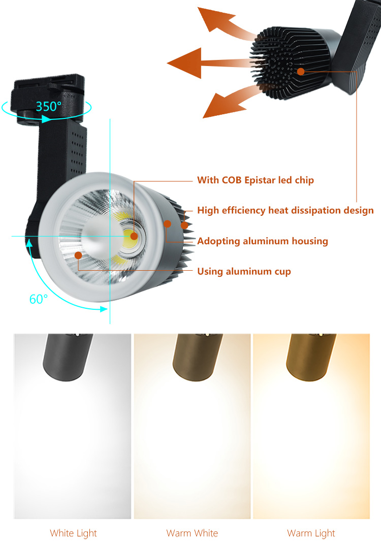 4000 lumen 5500k 20w 70w cob led track light