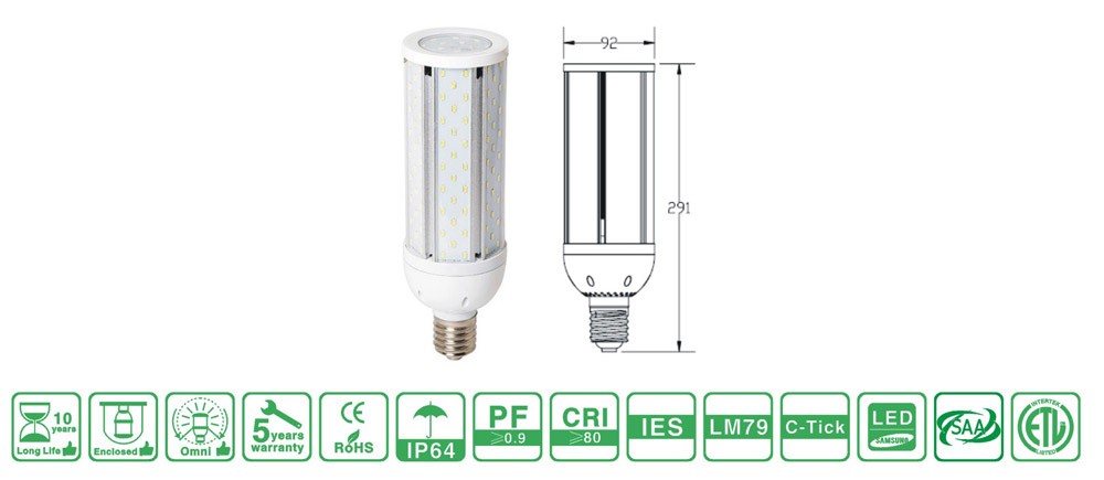 60w led corn cob light, e39 led corn bulb, waterproof led corn lamp