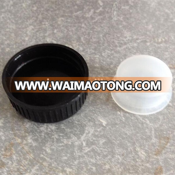 Black plastic cap for glass boston bottle