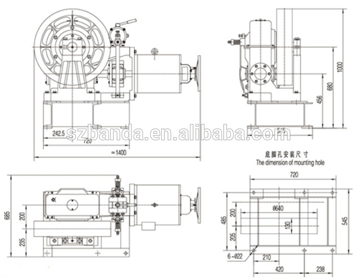 VVVF Elevator Geared Traction Machine BD-YJ225, Lift Motor