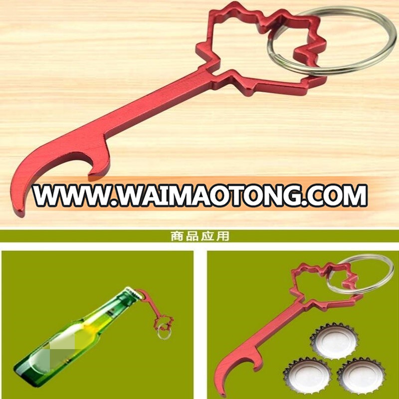 HXY Supplying Custom Maple Leaf Shape Beer Opener Key Chain For Gifts