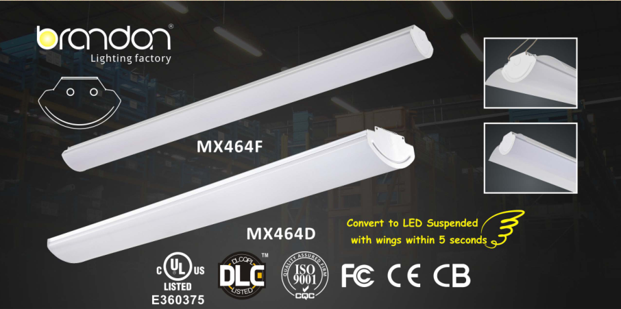 1x4 40w DLC Suspended Ceiling Frosted White Led Wrap Light Fixture