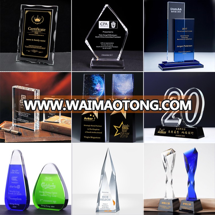 High Quality Customized Engraving Crystal Trophy Glass Trophy and Award