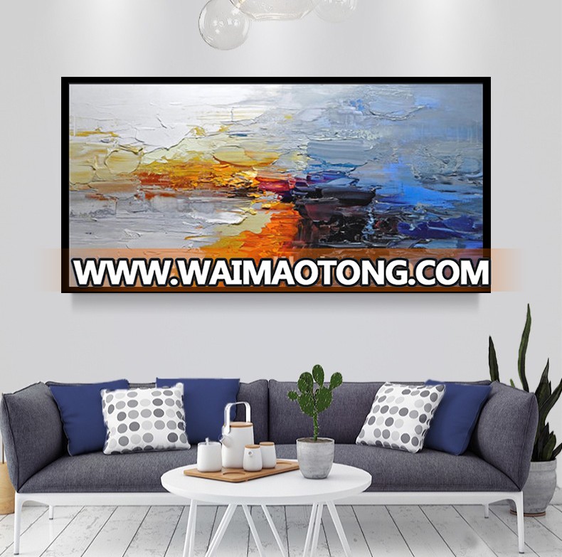 beautiful natural scenery wall art city in the water abstract knife canvas oil painting