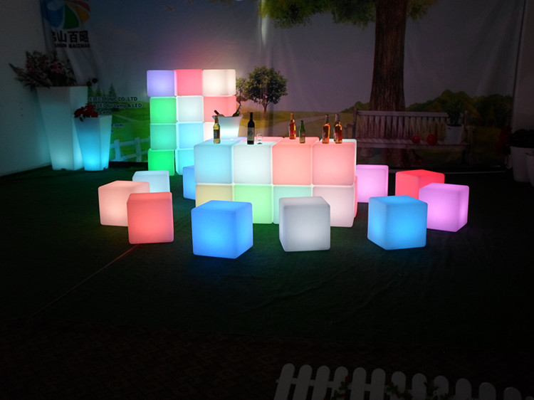 RGB color changing led outdoor light cube/illuminated led cube chair/glowing cube seat