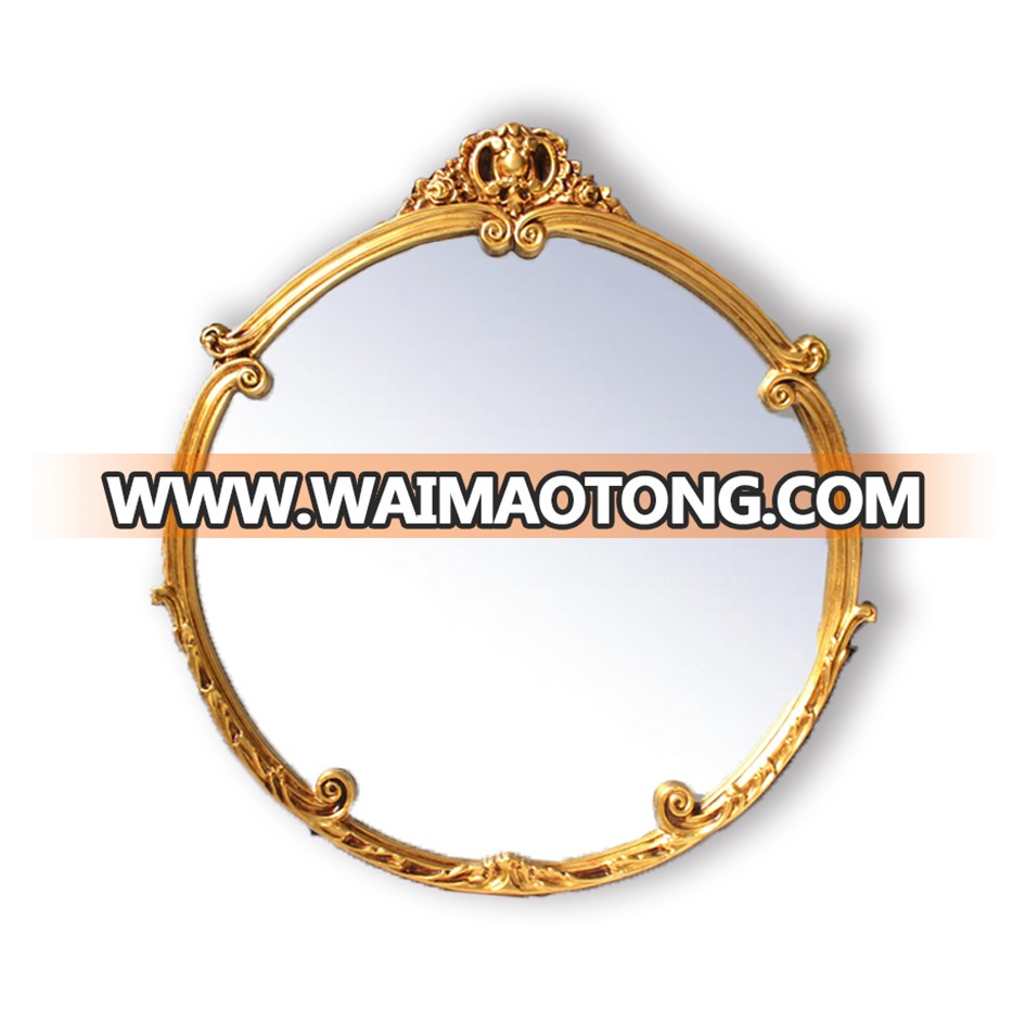 Luxury Large Antique Gold Round Decorative Wall Mirror For Living Room