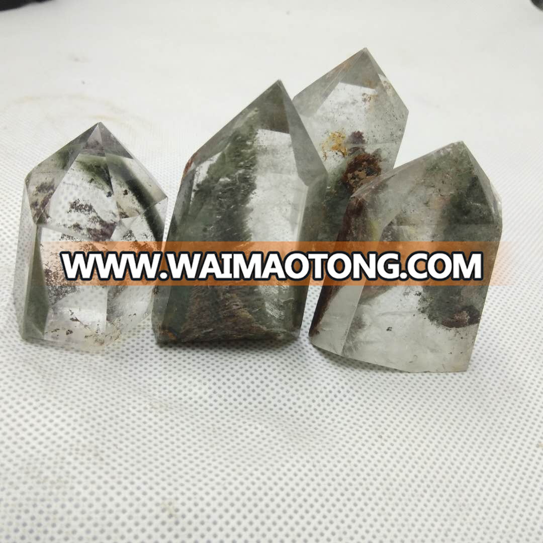 Natural green phantom quartz crystal wands healing Scenic points for sale