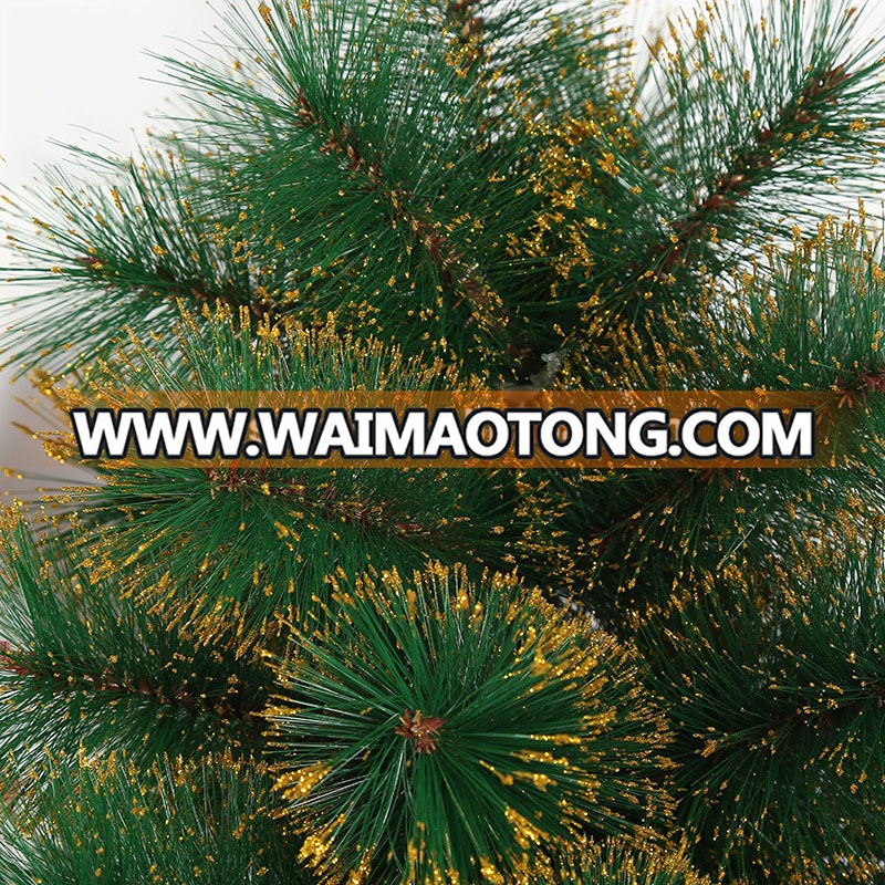 wholesale artificial 150cm/180cm/210cm pine needle christmas tree with gold glitter