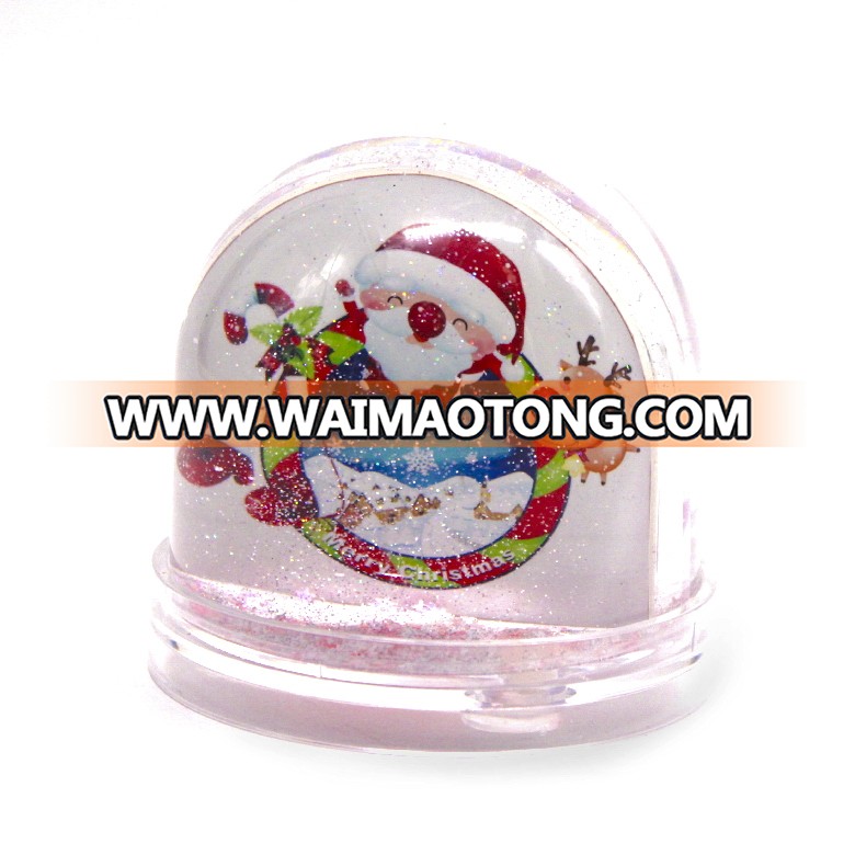 Christmas Santa Clause Glitter Water Ball Plastic Dome DIY Acrylic Photo Insert Water Globe