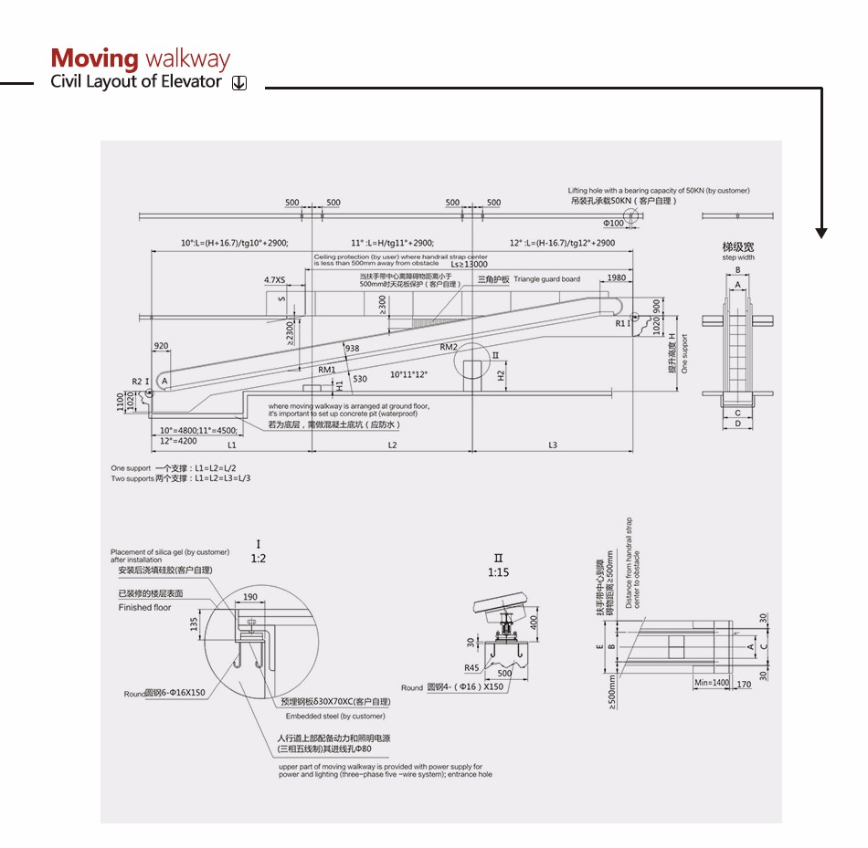 JFUJI automatic sidewalk / moving sidewalk /Moving walkway for commercial building Torin Traction machine