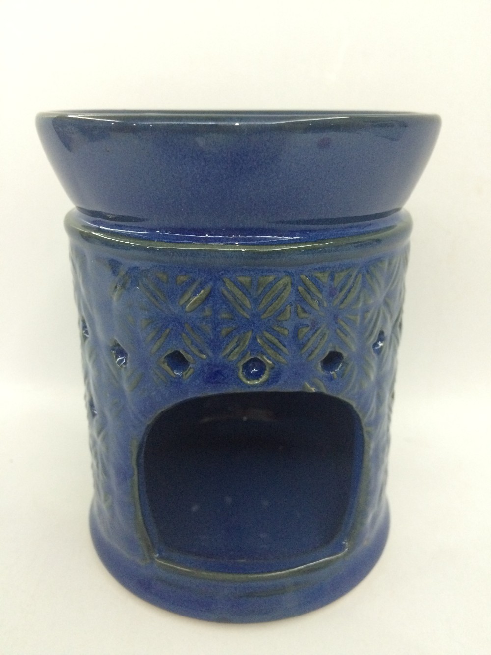 Custom Ceramic Fragrance Big Round Blue Ceramic Oil Burner