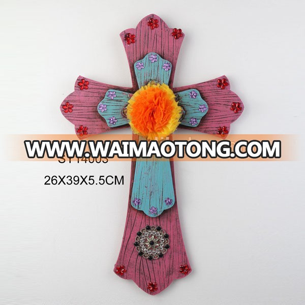 Multicolour decorative crosses custom resin wall art