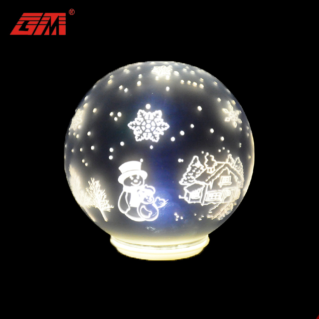 Led light glass Christmas ball decoration with Santa and snowman scene