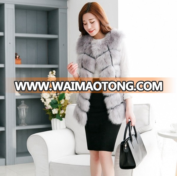 Ladies fashion faux fur vest mink fur coat