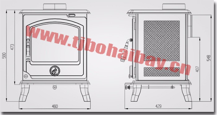 Indoor heating secondary air and combustion cast iron wood burning stove