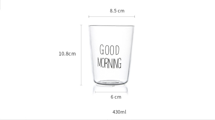 400ml Handmade Heat Resistant Borosilicate Good MorningBreakfast Glass Cup