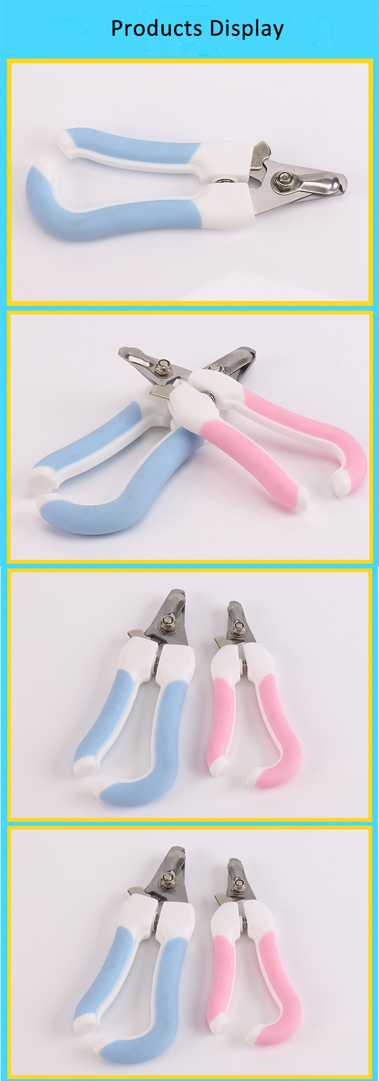 Wholesale high quality safe stainless steel scissors trimmer grooming clippers pet nail cutters for cat dog