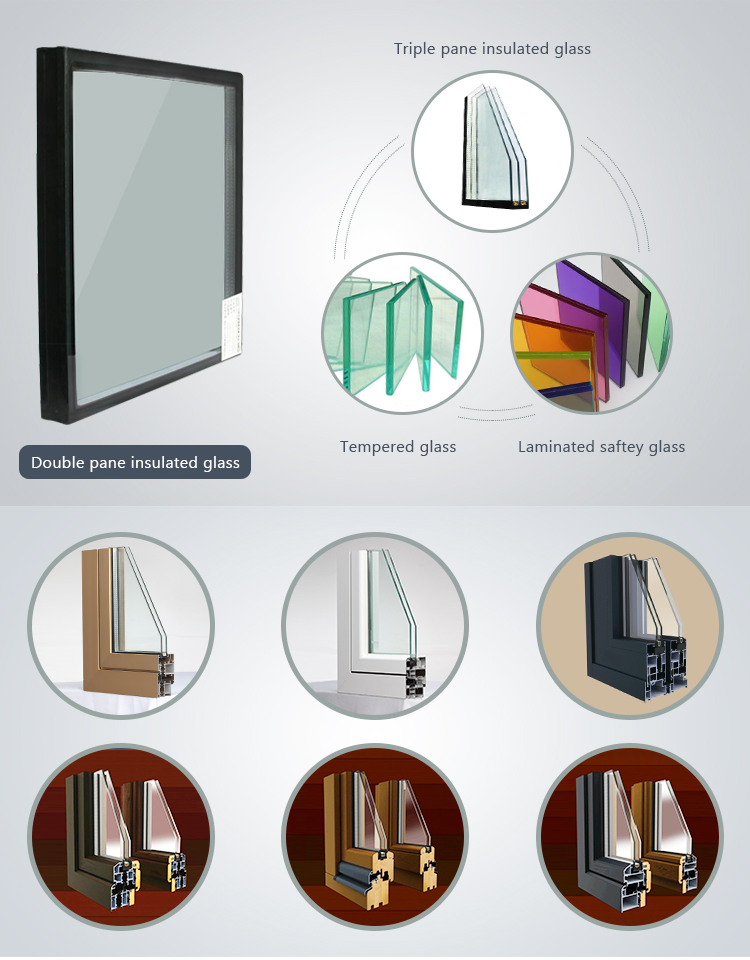 Residential casement windows horizontal aluminium pivoting window with grid