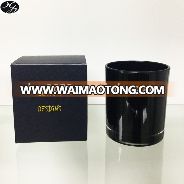 Black candle jar glass with custom printed candle packaging box