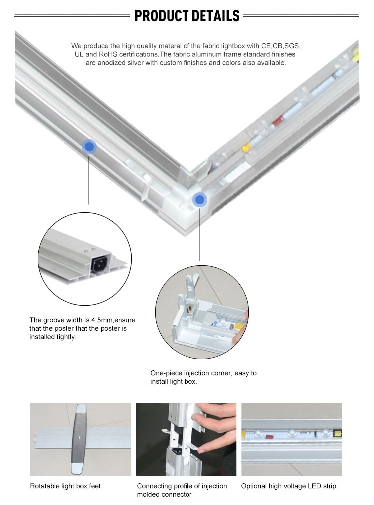 led fabric light box double side easy to instal