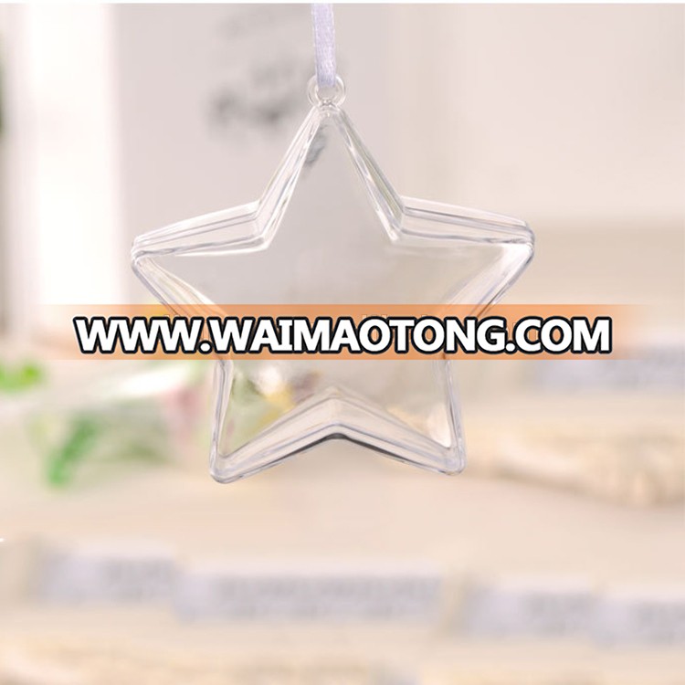 Clear star shaped plastic acrylic ball Christmas ornaments