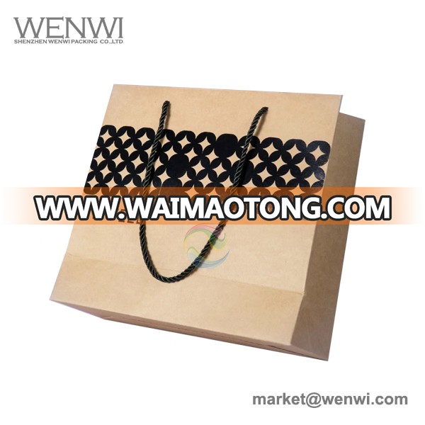 Luxury Custom Black Logo Printed Shopping Kraft Paper Bag with Handle