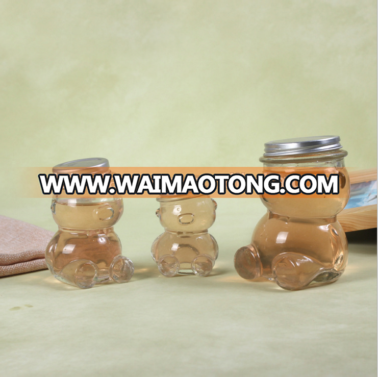 Daily 16oz 8oz 4oz glass honey dispenser ribbed glass jar