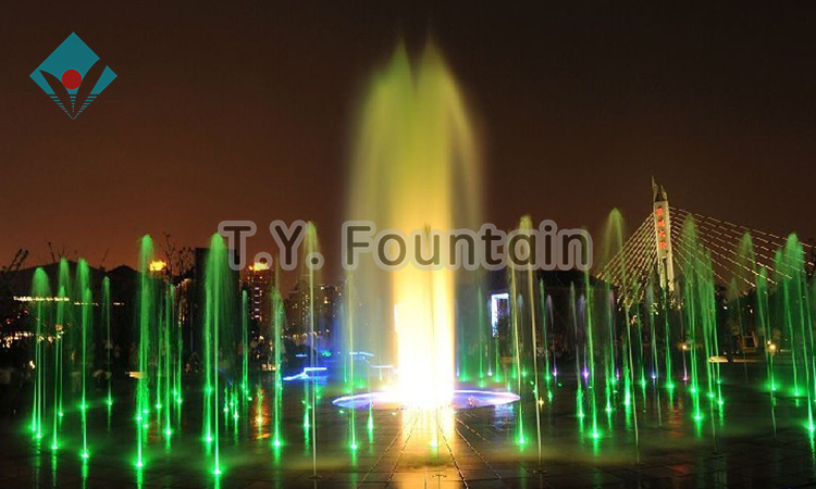 Large Music Dry Water Fountain With Multi-media Lights