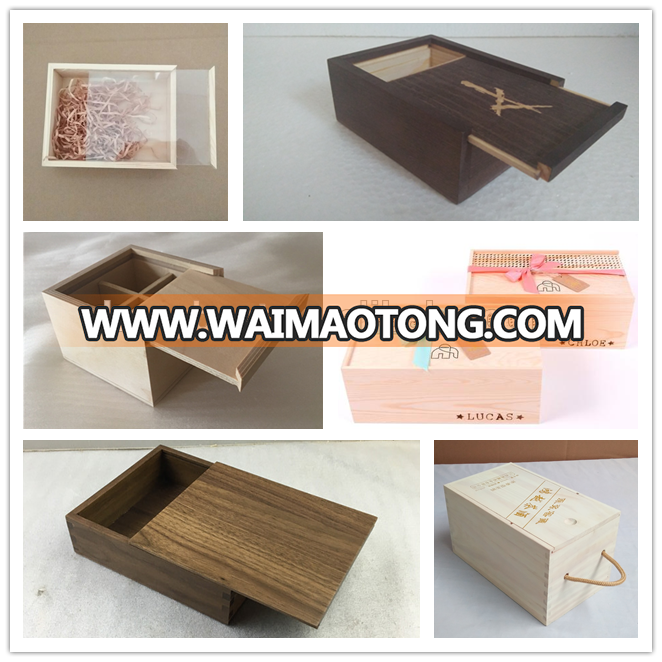 Custom Printing Logo Timber Cigar Box Wood Packaging with Sliding Lid