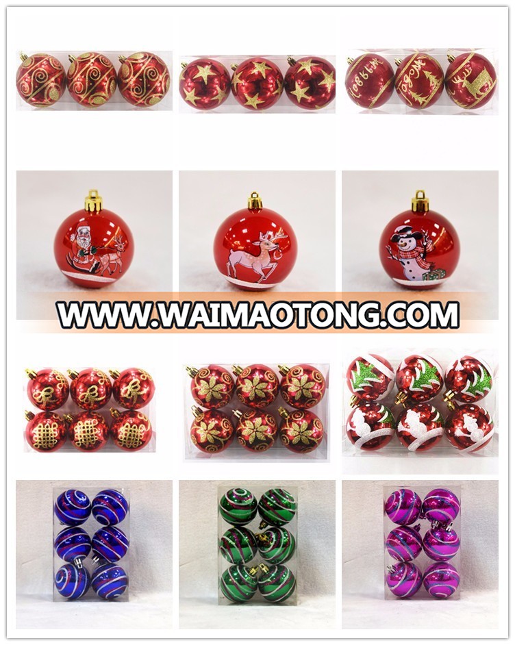 Shatterproof Plastic Christmas Ball Printed Ornaments Hanging Holiday Pendant Decoration