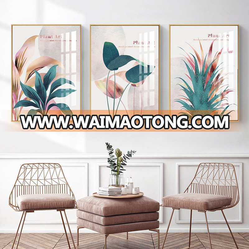 Popular Modern Flower Handmade Oil Painting Decoration Plant On Canvas 3 Panel Canvas Wall Art