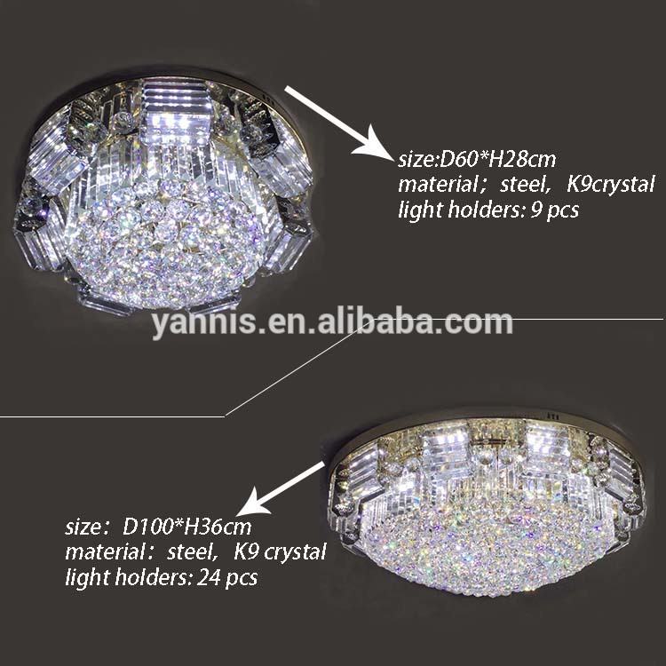 Modern Crystal LED Ceiling Light Stair Lighting Pendant steel base LED interior light fixture