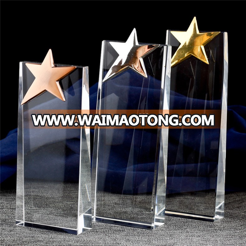 MH-JB088  crystal trophy with five pointed star award medal