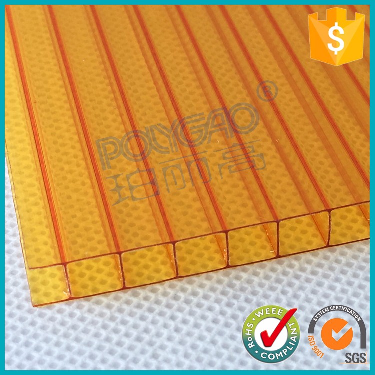 Red/yellow/brown twin wall polycarbonate sheet for greenhouse