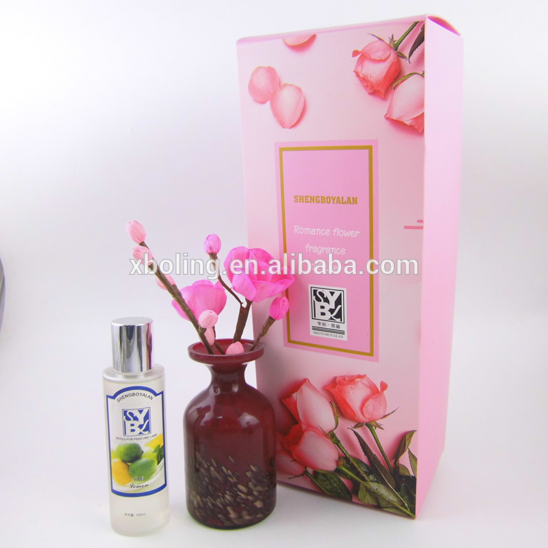 Lovely Flower Empty Oil Fragrance Glass Reed Diffuser Bottle Gift Set