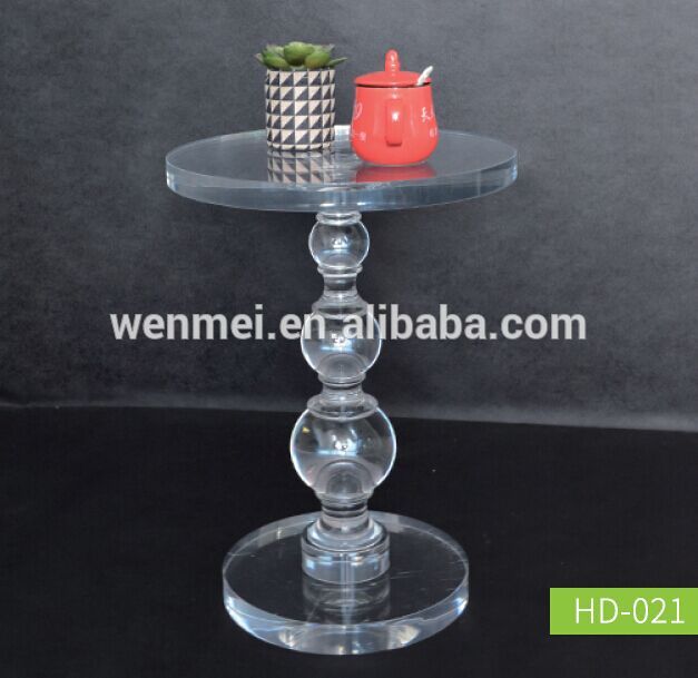 Felicity glass top and clear acrylic round end table