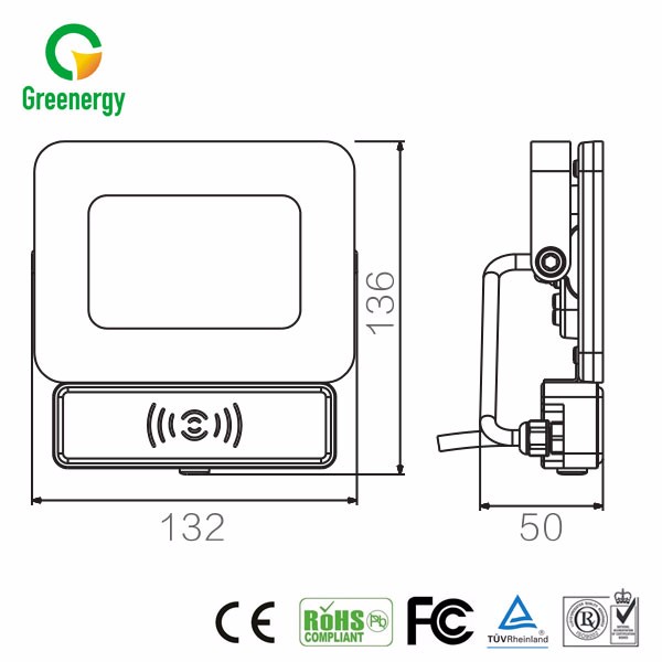 Microwave Sensor Super Slim LED Driverless Flood Light 20W Glass Cover LED PAD Flood Light No Screw