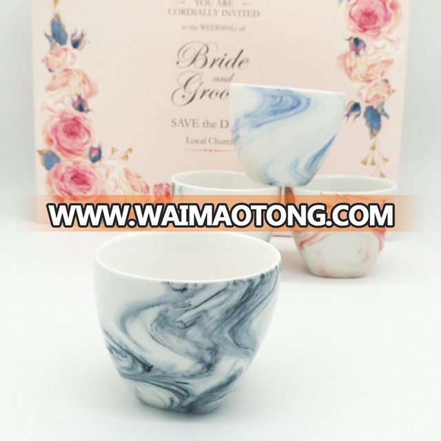 wholesale custom cup marble ceramic candle jar 160ml