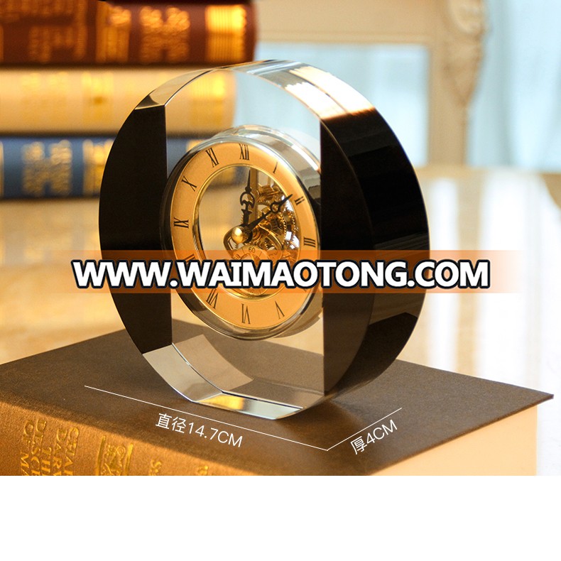 Luxury Black and Clear Crystal Table Clock Home Decoration