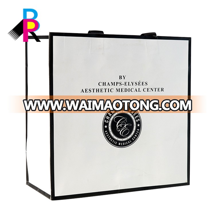 OEM New Design Black  Folding Shopping Bag With Glossy Lamination