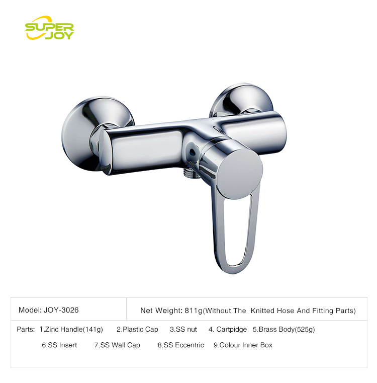 Two way single hole wall mounted brass bathroom shower mixer