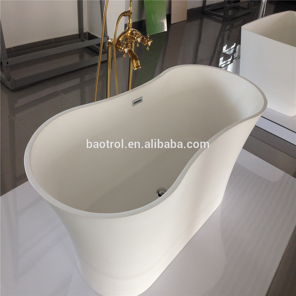 Black& white matte solid surface artificial stone resin square bathtub