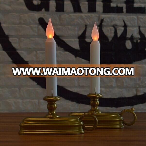 Wedding decorative wax LED taper candle with yellow flameless