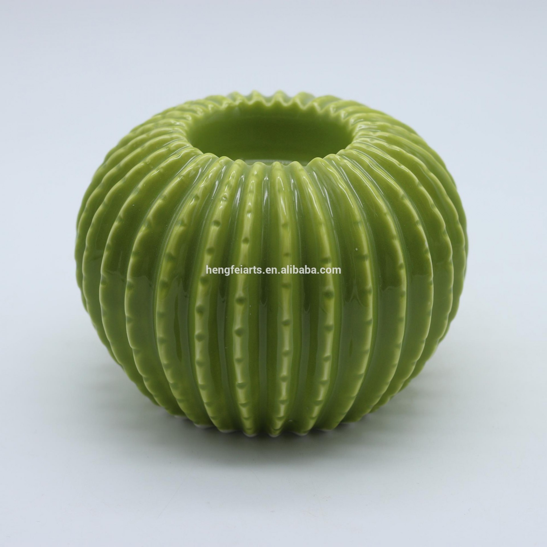 green cactus design desktop decorative ceramic candle holder