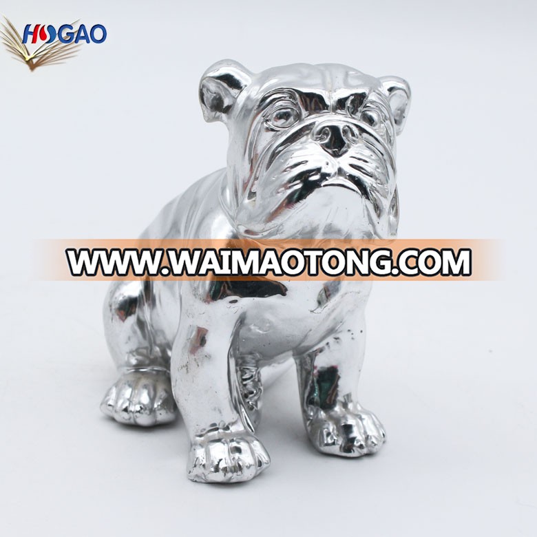 High Quality  Polyresin Animal Figurines Resin Silver Dog For Home Decoration