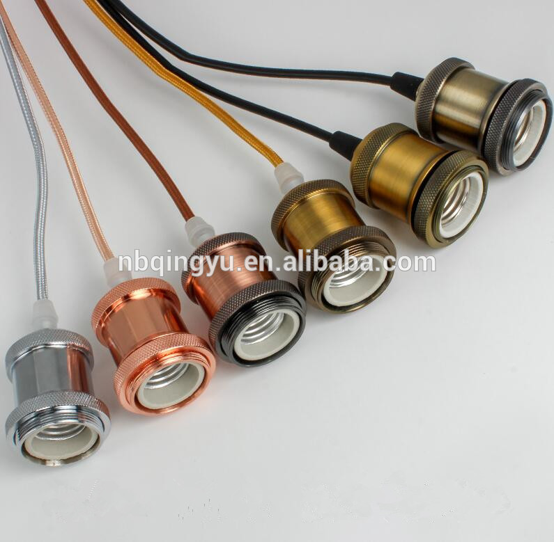 China wholesale lamp cord set metal lampholder Textile power cord colors