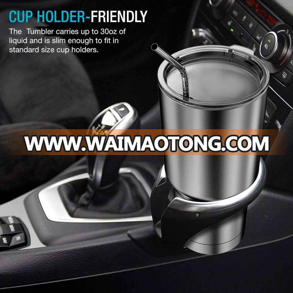 30 oz. Double Wall Stainless Steel car cupTravel Mug  with Crystal Clear Lid and Straw Included For Home,Office