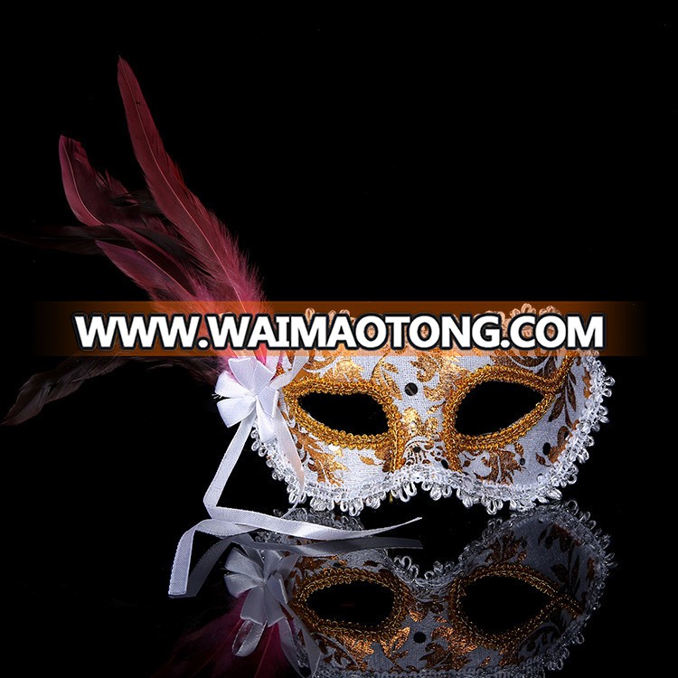 PoeticExst Women half face masquerade mask fashion mardi gras feather masks